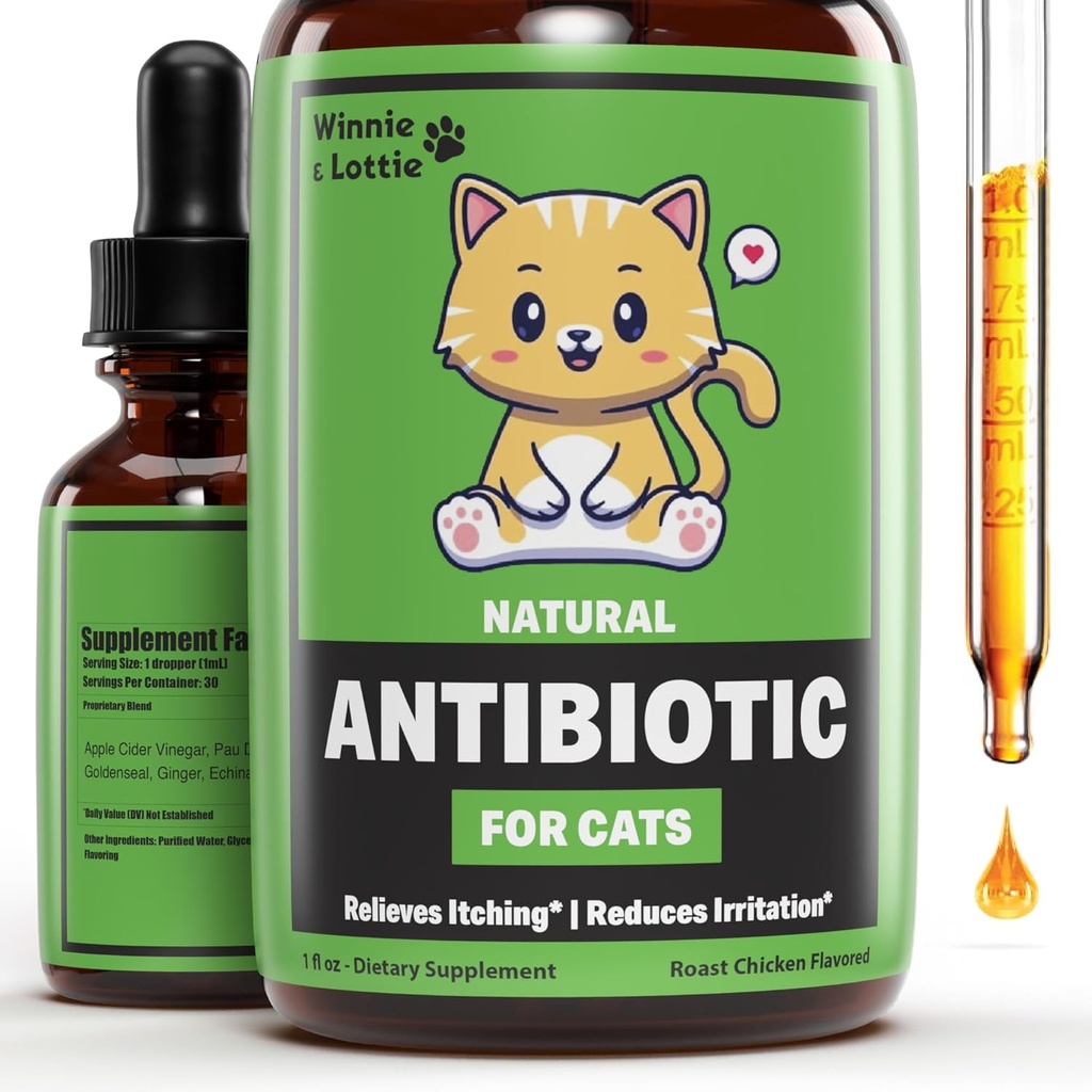 Winnie & Lottie Natural Antibiotics for Cats Caup124; Cat Antibiotics Caup124; Cat Antibiotika Caup124; Pet Antibiotika Caup124; Cat Imunitation Support Caup124; Antibiotika pro kočky Caup124; Cat Multivitamin Caup124; Cat UTI Antibiotika Caup124; 1 fl oz