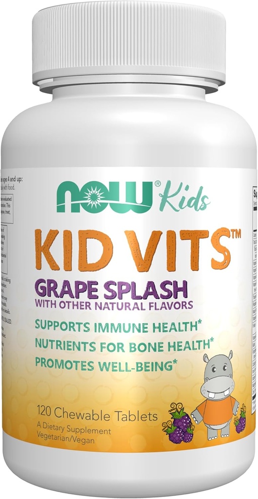 Nyní děti doplňky, Kid Vits Multivitamin, Grape Flavor, 120 Žvýkací tablety