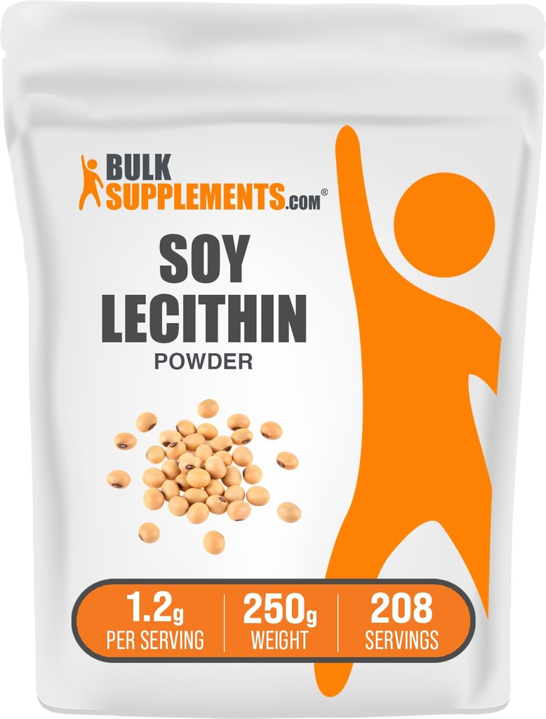 Bulksupplements.com Soy Lecithin Powder - Lecithin Supplement, Nutriční dodatek, Potravinová třída - Gluten Free, 1.2g per Serving, 250g (8.8 oz) (balení po 1)