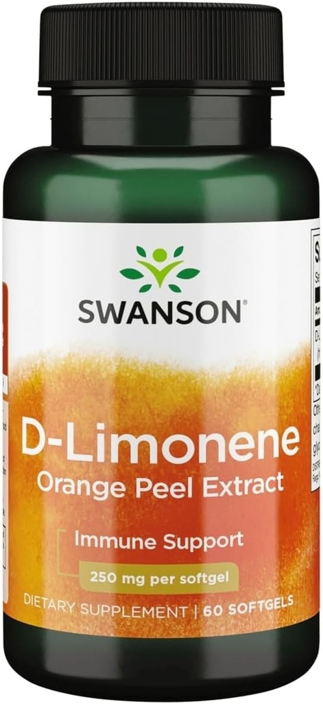Swanson D-Limonene - Orange Peel Extract Supplement Promoting Cellular Health - High Potency Formule Podpora ochrany zdraví - (60 Kapsle, 250mg každý) (1 balení)
