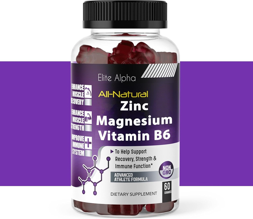 Zinek + hořčík + vitamin B6 Max Silné gumy - Možný All- přírodní zinek, hořčík, B6 pro imunitní podporu a svalovou energii a obnovu