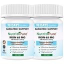 Karbonyl Iron Tablet 65 mg s 270 mg vitaminu C 124; 180 dní dodávky 124; pro ženy / muže 124; High potency Bariatric Vitamíny pro pacienty WLS včetně Gastric Bypass 124; Barvy zdarma (2)