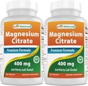 Nejlepší Naturals Magnesium Citrát (Citrato de Magnesio) 400 mg 250 tablet (400 mg elementárního hořčíku na 2 tablety) (2)