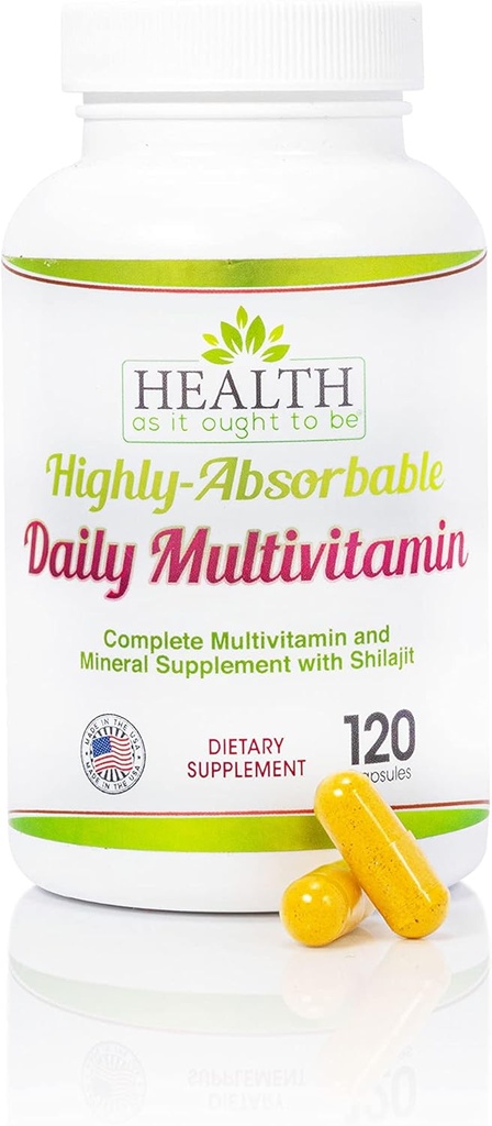 Zdraví, jak to má být vysoce capsul 124; Absorbabilní denní multivitamin s Shilajit, MethylB12, Methylfolát, a vitamin K2 MK7 dodatek capsule 124; 120 Kapsle