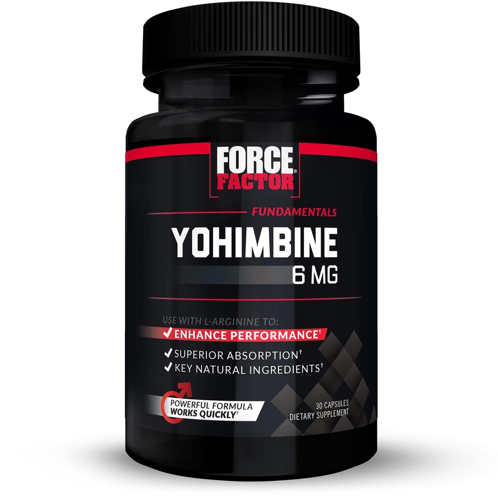 Force faktor Yohimbine dodatek pro muže, Yohimbe Bark Extract s vyšší absorpce pro zvýšení výkonu, 6mg Yohimbine Bark pilulky s klíčovými přírodními složkami, pracuje rychle, 30 Kapsle