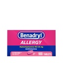 Benadryl Ultratabs Alergie Medicine, 25 mg Difenhydramine HCl Antihistaminium Tablety pro studenou a alergickou úlevu od příznaků jako je kýchání, Runny Nose, Itchy Eyes & Throat, Hay Fever, 100 Count Tablet