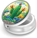 Pill Box-3 Kompartment Small Pill Pouzdro pro Purse & Pocket Mini Metal Pill Holder Cestovní Pill Kontejner pro držení doplňků Vitamíny BPA- zdarma (Cactus)