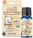 Legendární mléko organické Baby Vitamin D3 K2 Tekuté Kapky, 400 IU Vitamin D Kapky pro kojence s K2 Kapky, Vitamin D Kapky pro novorozence, Toddlers, a děti, Vegan, 90 Kapaliny