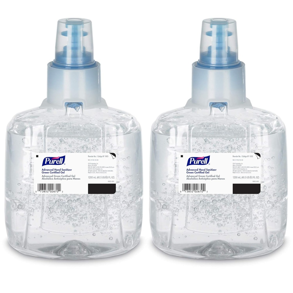 Purell Advanced Green Certified Hand Sanitizer Gel, 1200 ml Sanitizer Refill for Purell LTX Touch- Free Disperser (Balení po 2) - 1903-02