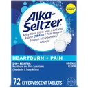 Alka- Seltzer Heartburn + Pain Effervescent Aspirin + Antacida Tablety, Rychlé Heartburn Relief a kyselá Ingestion Relief, Pain Relief with Aspirin, 72 Ct