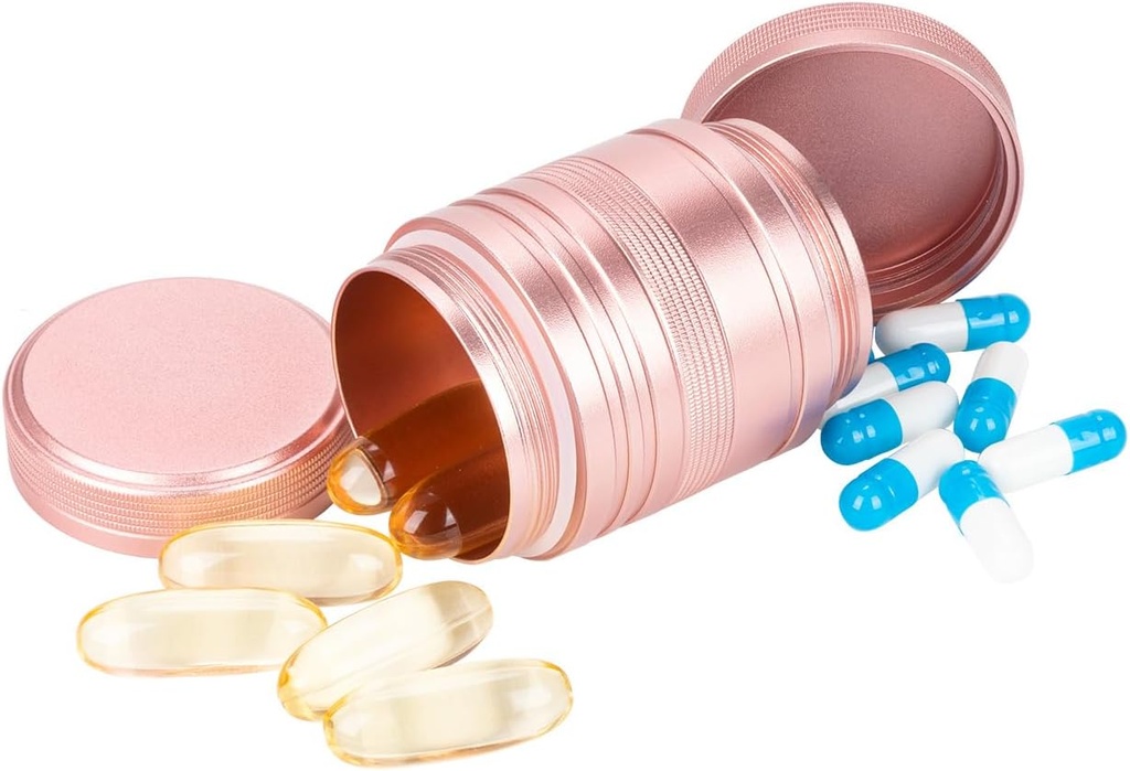 Kovová krabička Pill Pouzdro 2 krát denně - Denní Pill Kontejner Přenosný Travel Medicine Holder pro Pocket Purse Medicine Organizátor pro vitamín / rybí olej / doplňky