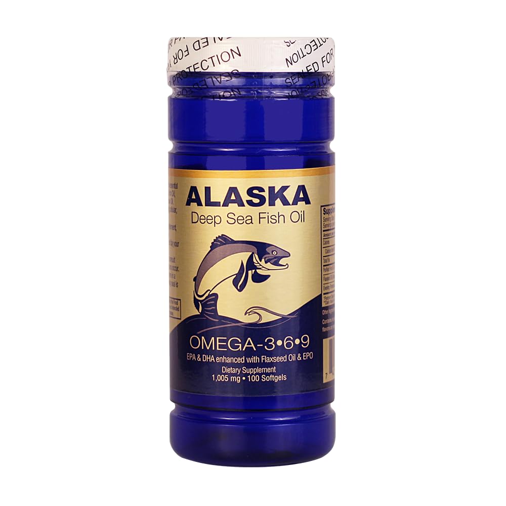 Aljaška Deep Sea Fish Oil, Omega 3,6,9 1000 Mg 100 Měna podle národní centrální banky