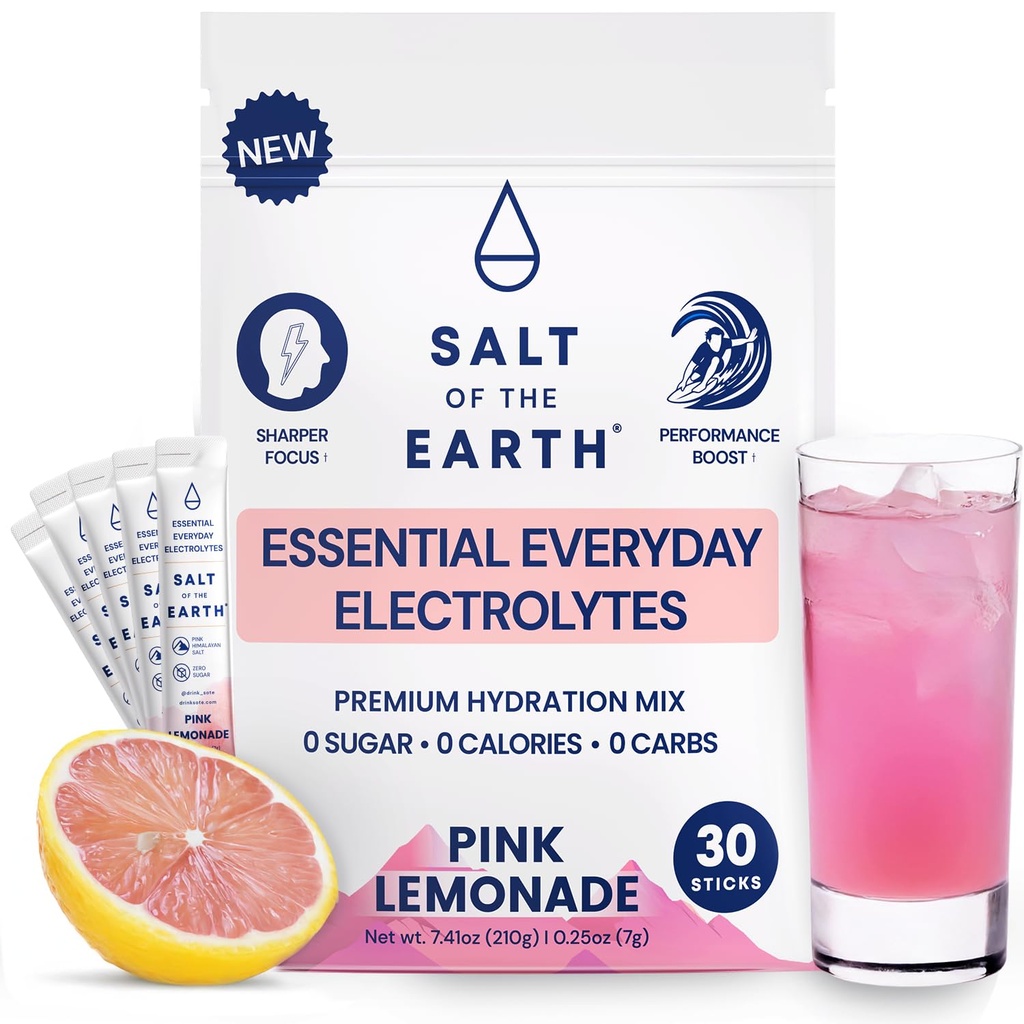 Sůl ze Zero- Sugar Electrolyte - Vyrobeno z růžové himalájské soli - Hydratační prášek Packets 124; Premium ingredience 124; Keto & Paleo Friendly Wizard 124; 30 Sticks, Pink Lemonade