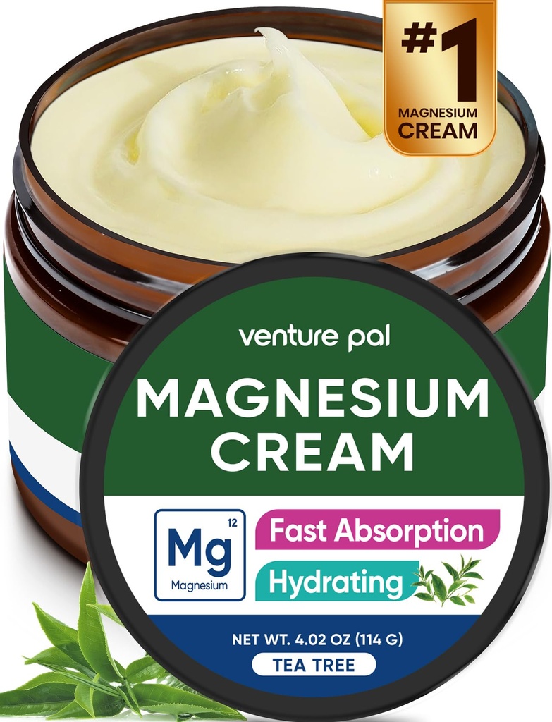 Venture Pal Magnesium Lotion, Topical Magnesium Cream for Sleep, Leg Cramps & Pain, Muscle Relaxation, klid, hydratační doplněk s kokosovým olejem, Shea máslo & Hyaluronic acid, bezpečné pro děti