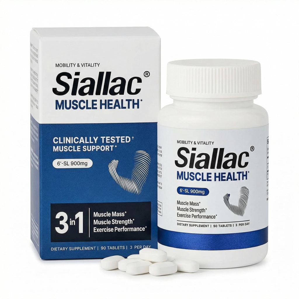 Muscle Health - Made in USA - Vylepšení svalové hmoty a síly, rychlé cvičení zotavení, snížení únavy a zvýšení výkonu cvičení, 6-Sialyllactus- (6-SL), 900mg, 90 tablet
