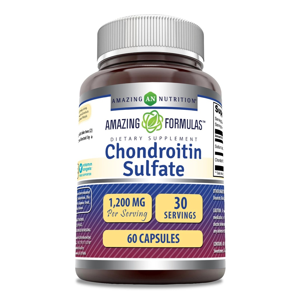 Amazing approvas Chondroitin Sulfath 1200 mg Per Serving Supplementary 124; Kapsle 124; Non- GMO cprova124; Gluten Free crophy124; Made in USA (1 balení, 60 Počet)
