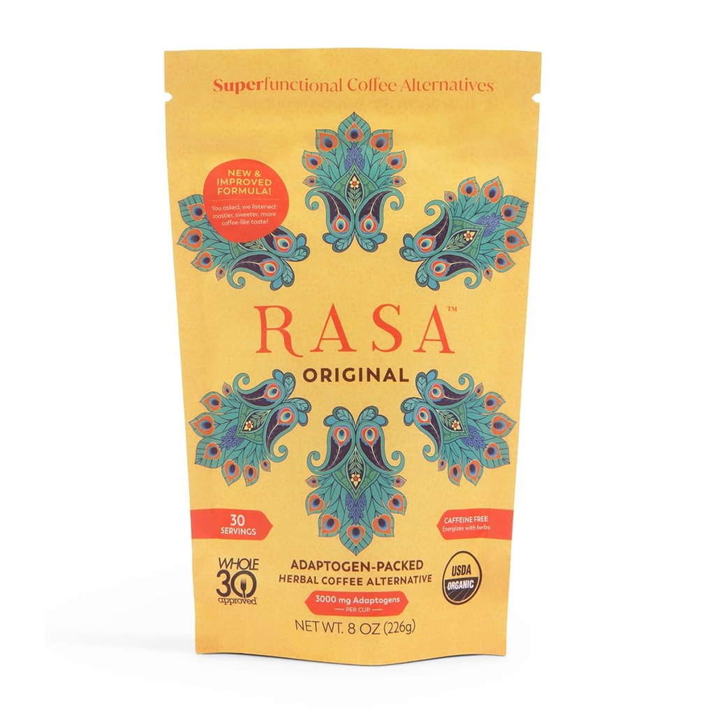 Rasa Original - Adaptogenní Houba Káva Alternativa k podpoře lepší celkové Wellness, Lepší spánek, Cleader Skin Cotto124; Vegan, Keto, Celých 30, Ayurveda Wellness Tonic s Chaga + Reishi (8 oz / 30 Servings)