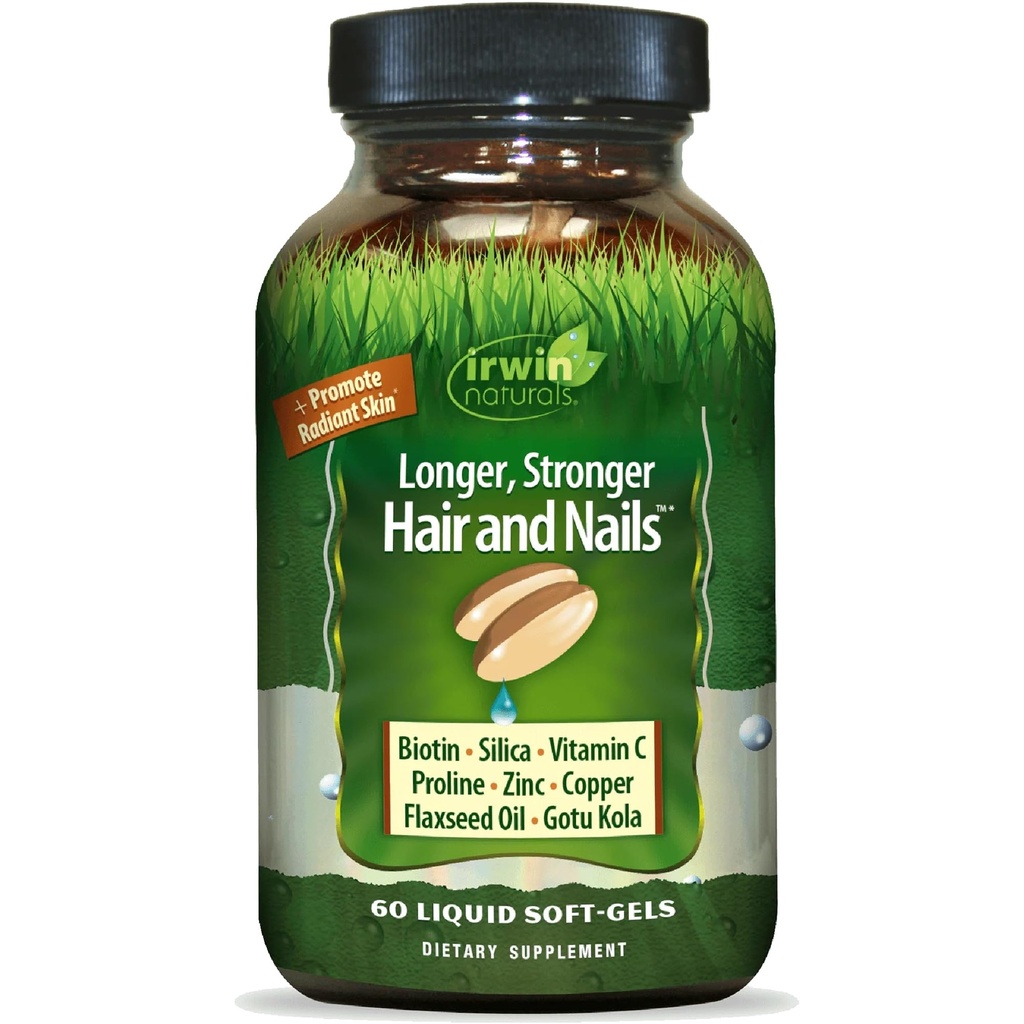 Zdravá kůže & vlasy Plus hřebíky od Irwin Naturals, Nutrient Rich, Poskytuje lesk a sílu, 60 Tekuté ponožky