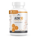 ADK 10 Doplněk k vitamínu + olivový olej pro lepší absorpci - s vitaminy A + D3 (10 000 iu) + K2 (MK7 + MK4) - 90 Kapsle - Vegetarian - Non- GMO