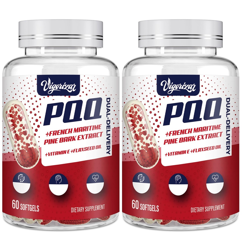 200 mg Pycnogeno s PQQ, Premium French Maritime Pine Bark Extract, Unique Dual- Delivery for Maximum Absorption, Pine Bark Extract for Céva & Heart & Joint Function - 120 Vegan Softgels