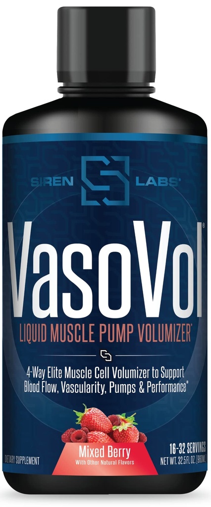 Vaso- VOL Liquid Muscle Pump Volumizer s Agmatine Sulfath - Předcvičení pro muže, aby vaše cvičení na další úroveň s vaskularitou a výkonem (Smíšené Berry)