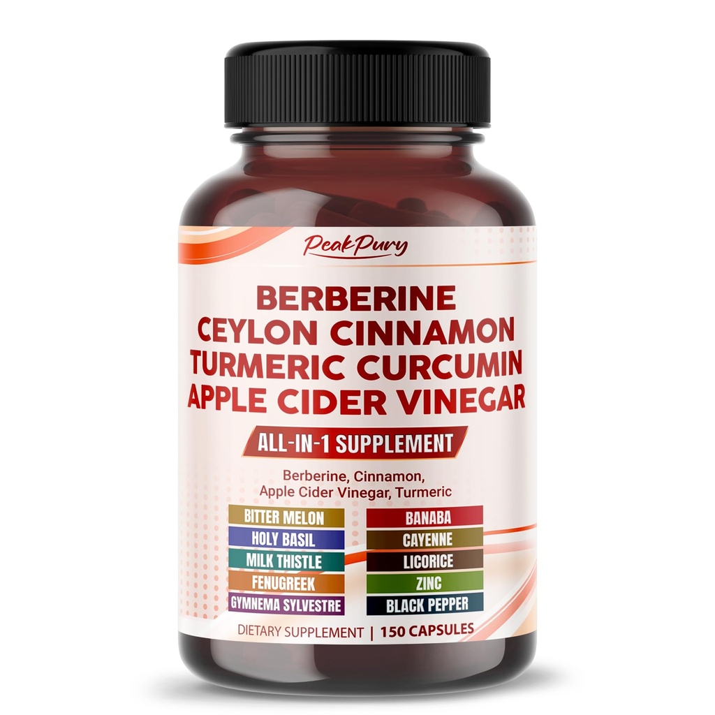 Berberine Skořice Jablečný Cider Ocet Kurkuma - Celkově Wellness Support- Made in USA