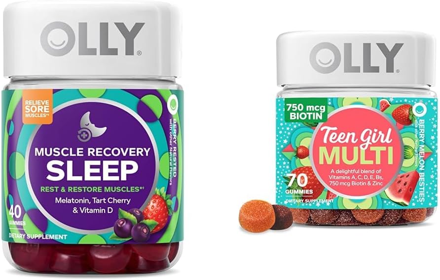 OLLY Muscle Recovery Spánek Gummies 40 Hrabě a dospívající dívka Multi Gummy, Vitamíny, 70 Počet