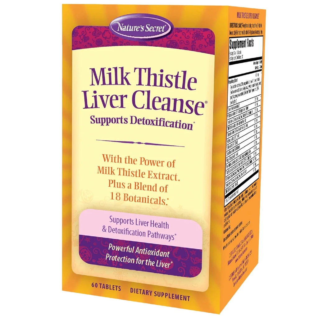 Příroda 's Secret Milk Thistle Játra Cleanse - 60 Tablety - Podporuje zdravé funkce jater a detoxifikace - 18 Botanická mísicí kurkuma, Pampeliška, Řepa, & Artyčok - Přírodní silný antioxidant