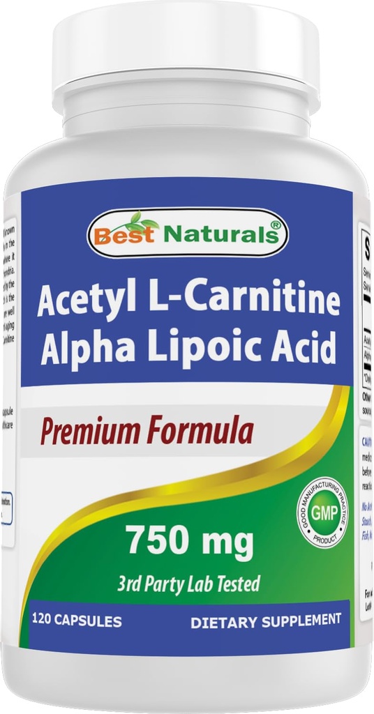 Nejlepší Naturals Acetyl L- karnitin a alfa kyselina lipoová 750 mg 120 Kapsle
