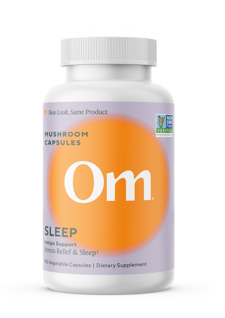 OM Houba Superfood Spánek Houba Kapsle Superfood Dodatek, 90 Počet, 30 dní, Reishi, GABA, L-Theanin, Melatonin pro odpočinek a spánek Kvalita Superfood Dodatek