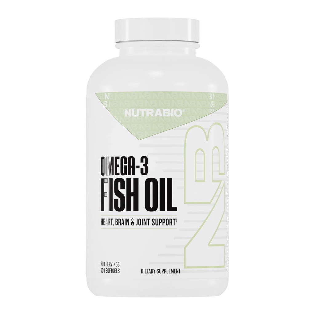 NutraBio Omega 3 Doplňky rybího oleje, 2,000mg, 400 Softgels - EPA DHA Omega 3 Fatty Acid dodatek k pomoci podpořit zdravé srdce