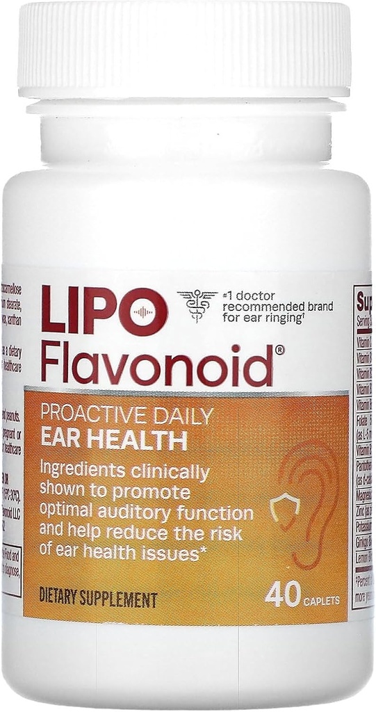 Proactive Daily Ear Health Dodatek Lipo- Flavonoid, Podporuje dlouhodobé a podporuje optimální funkce sluchu a kognitivní zdraví, 40 Kaplety