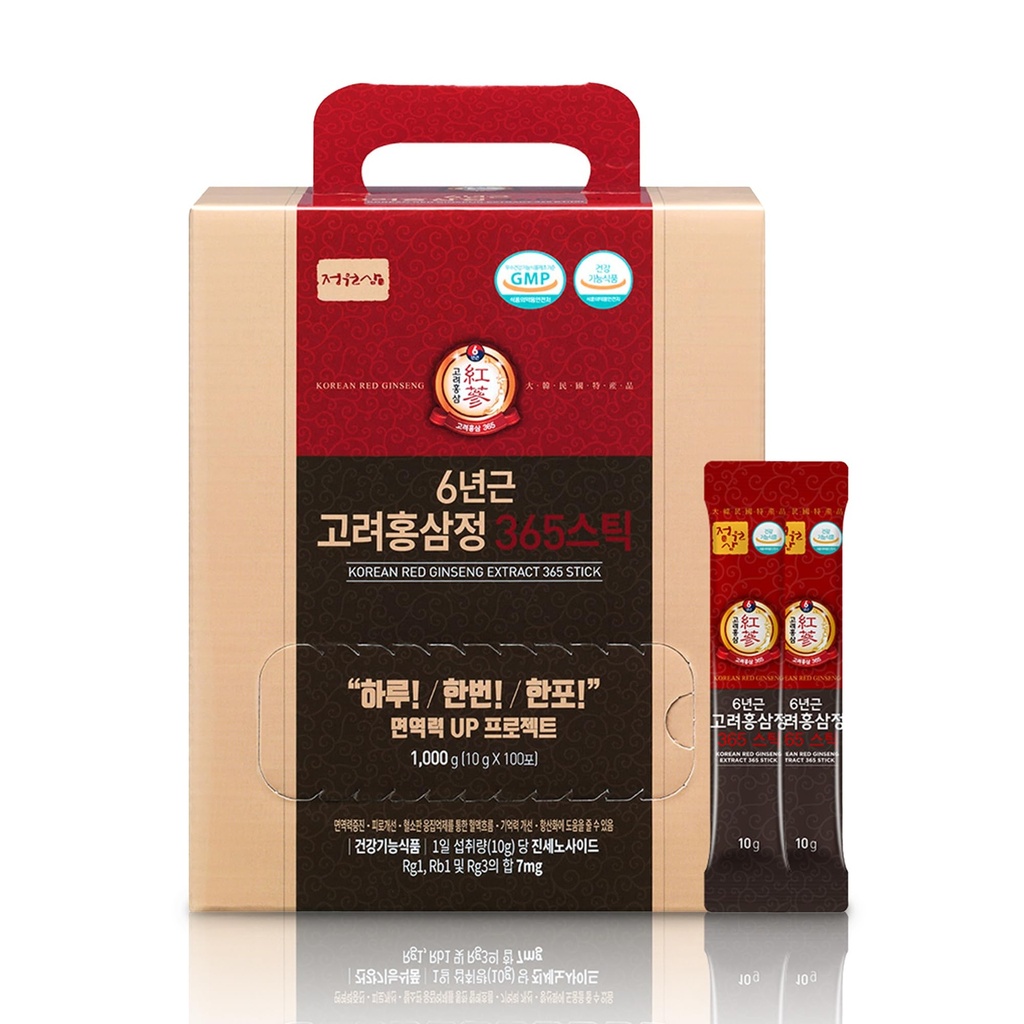 6- Rok korejské červené ženšen 365 Dub 124; 100 hůlek 124; Vegan Dub 124; 7mg Ginsenosids per Stick