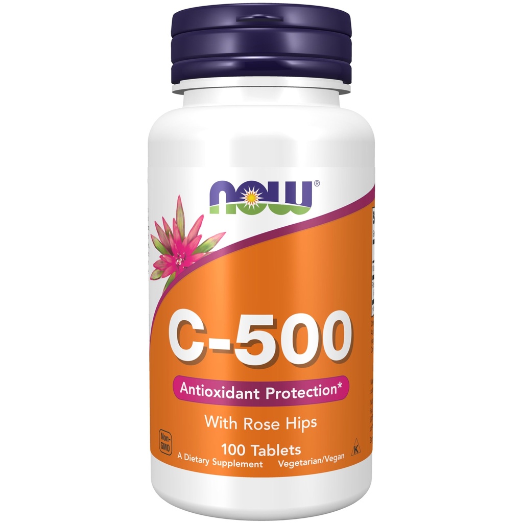 Nyní Potraviny doplňky, Vitamin C-500 s Rose Hips, Antioxidant Protection *, 100 Tablety