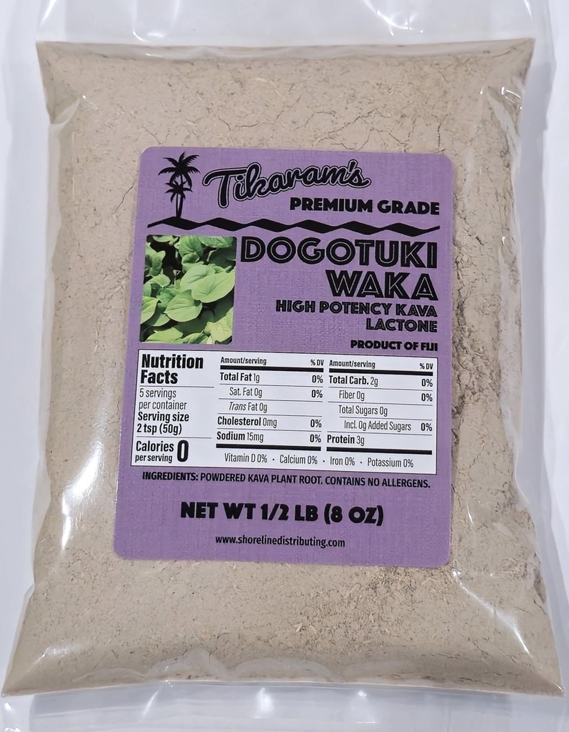 Tikaram 's Kava Root Powder, Premium Grade Fiji Dogotuki Waka, Noble Strein, High Potency Lactone, 8 Ounce (balení po 1)