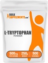 Bulksupplements.com L-tryptofan Powder - Triptofan Supplement, Amino Acid Supplement - Gluten Free, 500mg na Serving, 250g (8.8 oz) (Balení po 1)