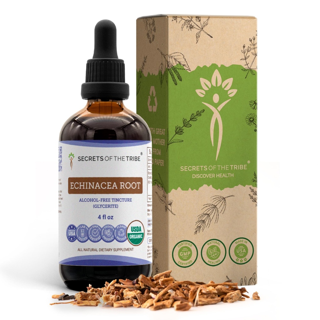 Echinacea Root USDA Organic Tincture PHAR124; Alkoholo- Free Extract, high- potency Bylinné kapky, imunitní systém Zdraví PHAR124; Vyrobeno ze 100% Certified Organic Echinacea Root (Echinacea Purpurea) 4 oz