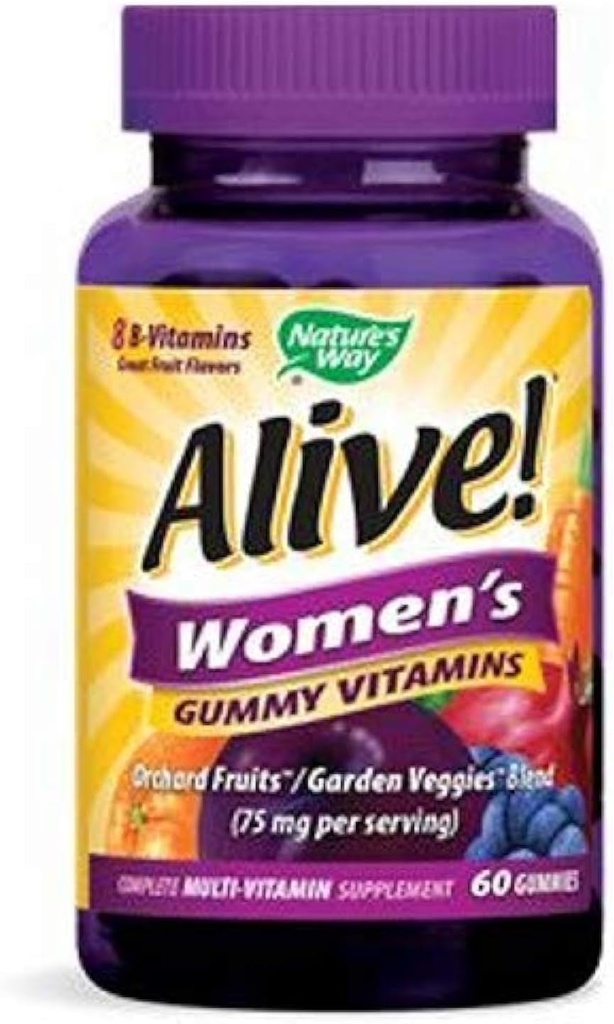 Příroda žije! Ženský Gumový multivitamin, 16 vitamínů a minerálů, energetický metabolismus *, vlasová kůže a hřebíky *, Vegetarián, smíšený Berry ochucený, 60 žvýkaček (balení květen)