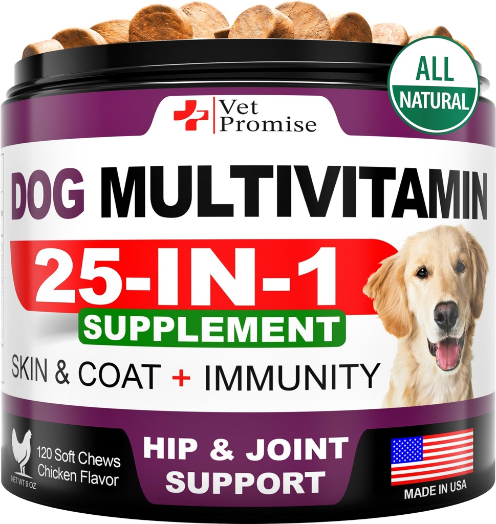 Pes Multivitamin Žvýkací s Glucosamine - Dog Vitamíny a doplňky - Senior & Puppy Multivitamin pro psy - Pet Joint Support Health - Imunity - Mobility - Energy - Gut - Skin - 120 Chews
