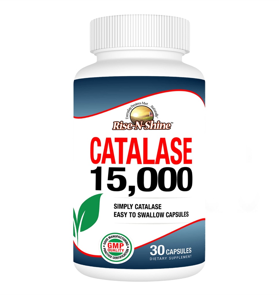 Rise-N-Shine Catalase dodatek 15000 - Výkonný antioxidační enzym pro zdraví vlasů - Vlasové doplňky pro silnou podporu vlasů - 30 Den Dodávka