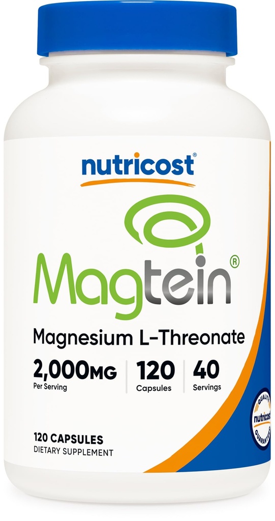 Nutricost Magnesium L- Threonát As Magtein 2000mg, 120 Kapsle - Non- GMO, Gluten Free, Vegetarian Friendly