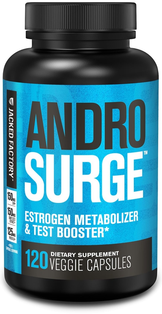 Jacked Factory Androrest Estrogen Blocker pro muže - Přírodní testosteron Booster pro muže & Estrogen Metabolizer s Tongkat Ali, DIM, Long Jack & More - Test Booster & Muscle Builder - 120 Počet