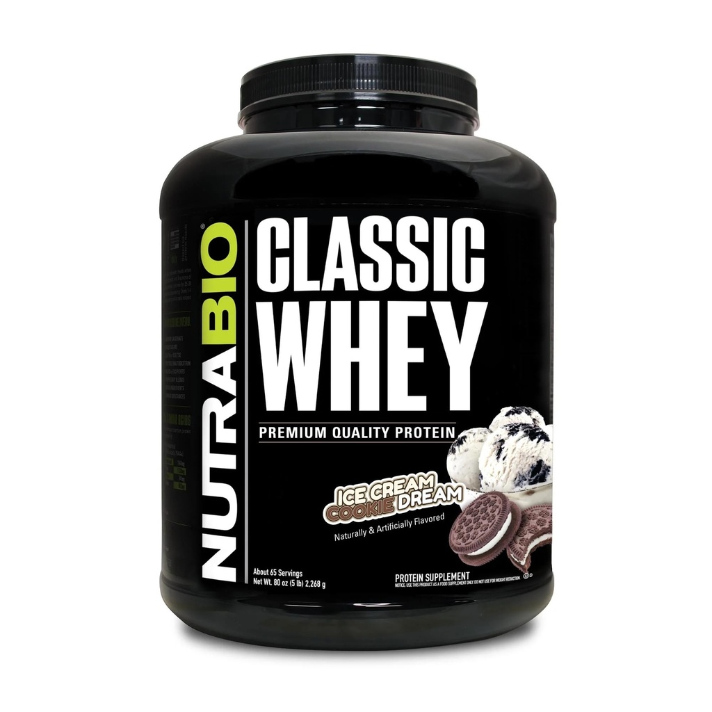 NutraBio Classic Syrovátkový protein Powder- Full-Spectrum Amino Acid Profile - No Fillers, Umělé barvy, Konzervanty - Nízký glycemický index - Ice Cream Cookie Dream, 5 Pounds