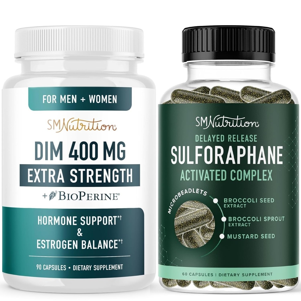 Sulforaphane Complex & 400mg DIM dodatek pro zvýšenou rovnováhu estrogenu pro ženy 124; Advanced Microbeadlet Hormon Balance Dodatek (60 Služeb) s extra sílu DIM (90 Služeb)