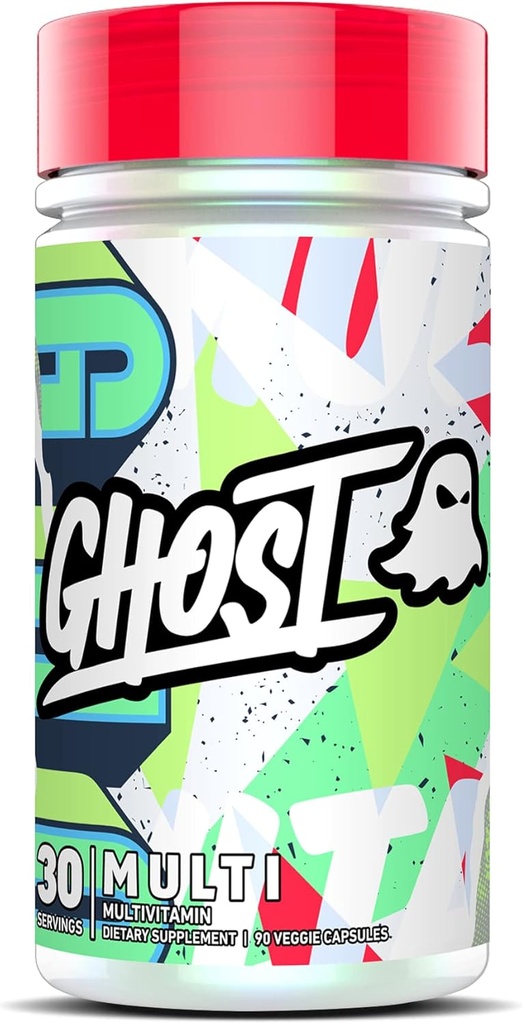 GHOST Multivitamin pro muže a ženy, 90 Kapsle - Naloženo 21 Vitamíny, Minerály a klíčové výživné látky - Vitamin A, Vitamin C, Vitamin D, Vitamin E & Zinek - Bez gluten, Soy & Cukr, Vegan