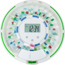 Automatické dávkovací dávkovač pro seniory s alarmem, Lock 28- Day Medication Dispenser, 6 Dávkování Šablony, Zvukové a lehké varovné & Klíč pro vitaminy, doplňky (Clear Lid)