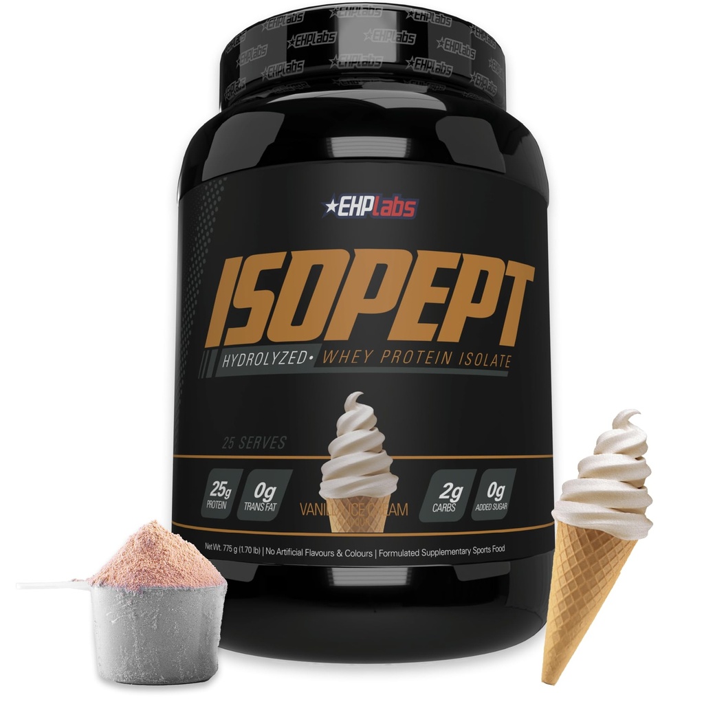 IsoPept Hydrolyzované syrovátkové bílkoviny prášek EHPlabs - 100% syrovátkové bílkoviny izolát & hydrolyzát, 27 g proteinu, non-GMO, gluten zdarma, rychlé absorbování, snadné trávení, 27 Slouží (Vanilla Ice- Cream)