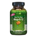 Irwin Naturals One- Per- Day Mega B-12 1,500mcg High Potency Methylkobalamin Vitamin - Rychlá zesílená absorpce s MCT + Asian Ginseng - Natural Energy Boost - 60 Tekuté ponožky