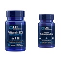 Life Extension Vitamin D3 5000 IU, Ashwagandha - Stress Relief, Focus, Memory, Mood Support - Non- GMO doplněk Bundle