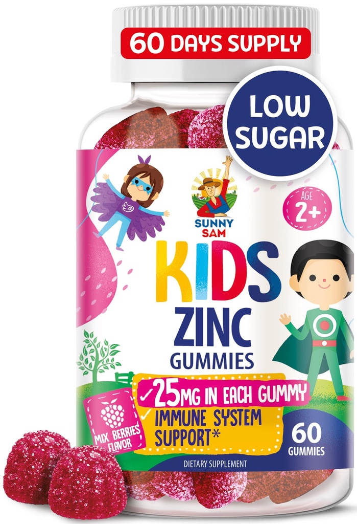 Zinkové žvýkačky pro děti - Žvýkací Žvýkací doplněk pro děti Imunitní podpora - Nízký cukr Přírodní antioxidant Non- GMO Vitamin Žvýkačky pro Toddlers & Teens - 60 Žvýkačky